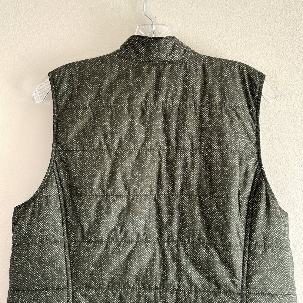 J. Jill  Full Zip Puffer Vest, Balsam Green Speckled Herringbone, Large - Picture 10 of 10
